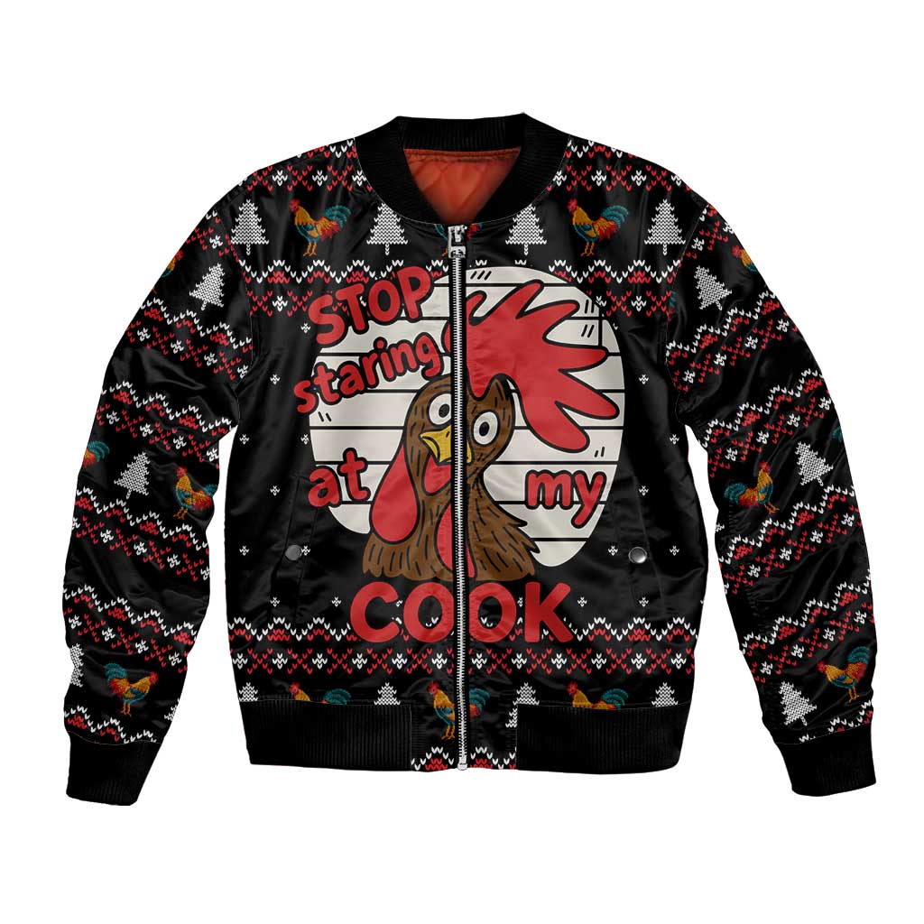 Chicken Stop Christmas Bomber Jacket Xmas Holiday Patterns - Wonder Print Shop