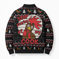 Chicken Stop Christmas Bomber Puffer Jacket Xmas Holiday Patterns - Wonder Print Shop