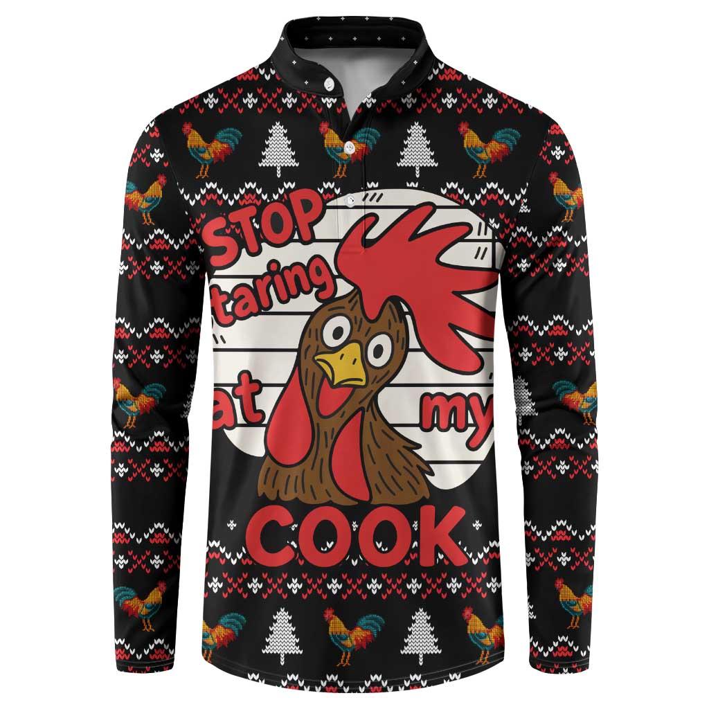Chicken Stop Christmas Button Sweatshirt Xmas Holiday Patterns - Wonder Print Shop