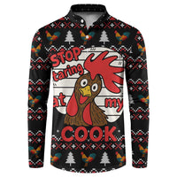 Chicken Stop Christmas Button Sweatshirt Xmas Holiday Patterns - Wonder Print Shop