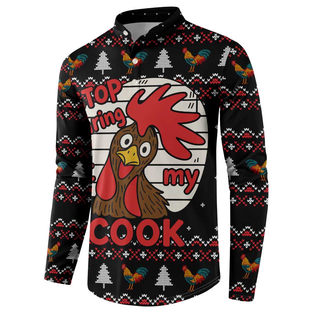 Chicken Stop Christmas Button Sweatshirt Xmas Holiday Patterns - Wonder Print Shop