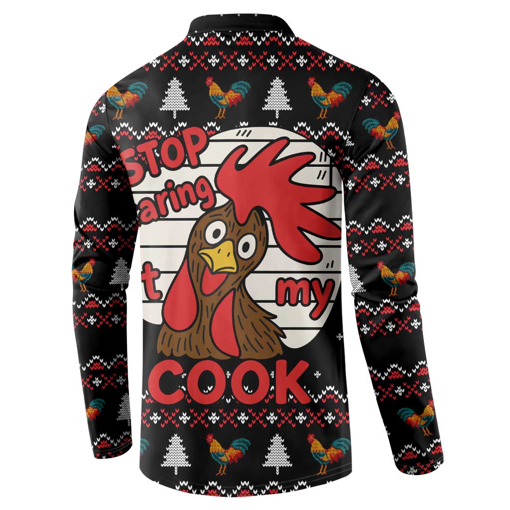 Chicken Stop Christmas Button Sweatshirt Xmas Holiday Patterns - Wonder Print Shop