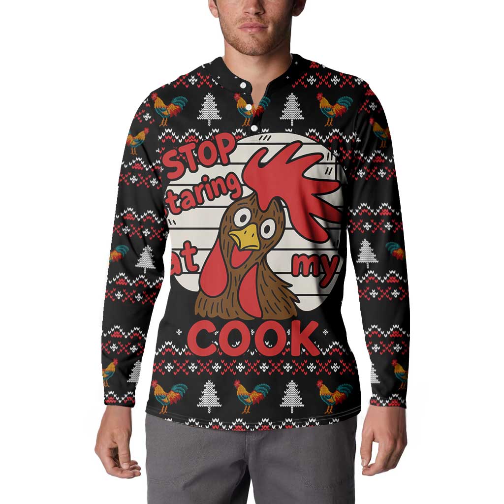 Chicken Stop Christmas Button Sweatshirt Xmas Holiday Patterns - Wonder Print Shop