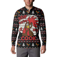 Chicken Stop Christmas Button Sweatshirt Xmas Holiday Patterns - Wonder Print Shop