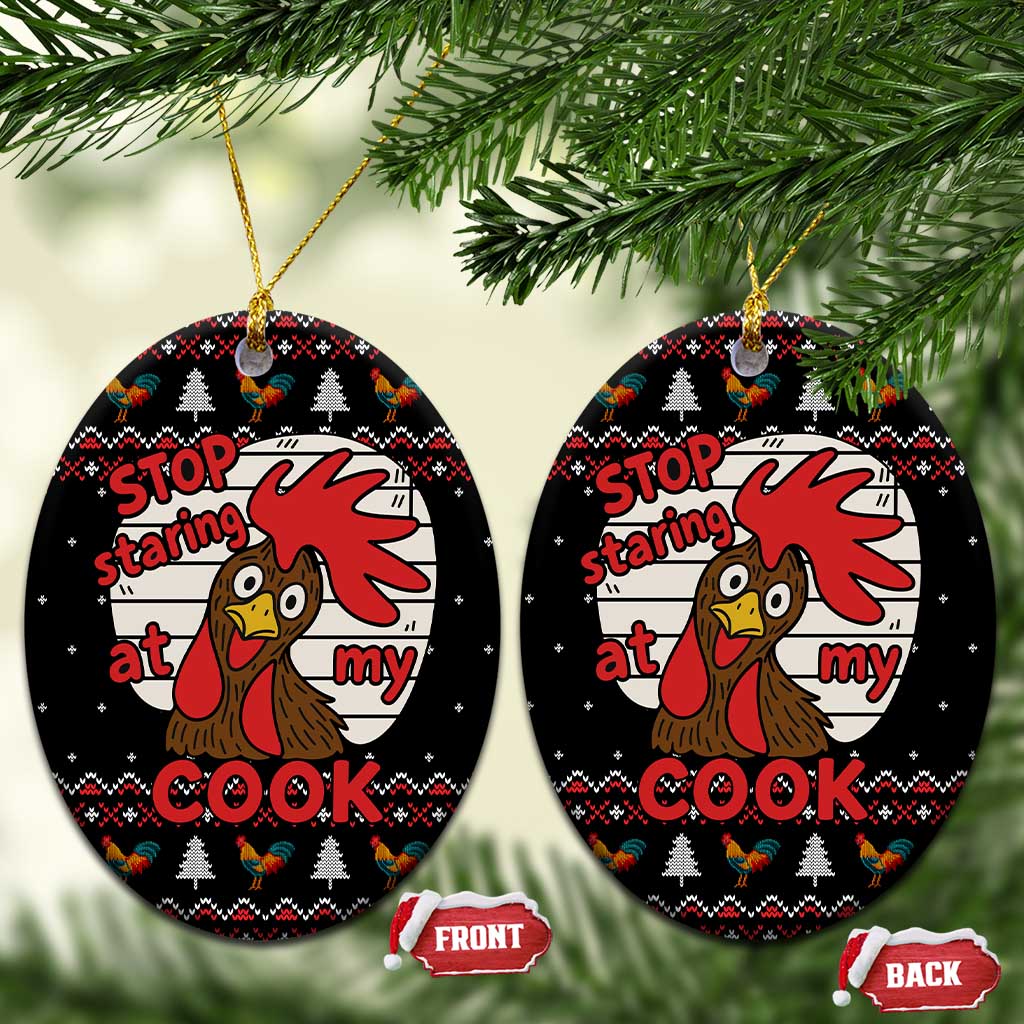 Chicken Stop Christmas Ceramic Ornament Xmas Holiday Patterns - Wonder Print Shop
