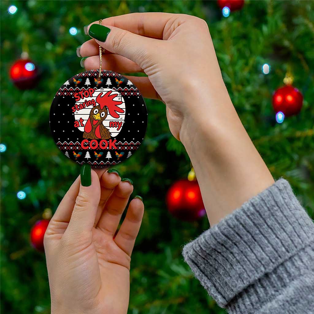 Chicken Stop Christmas Ceramic Ornament Xmas Holiday Patterns - Wonder Print Shop