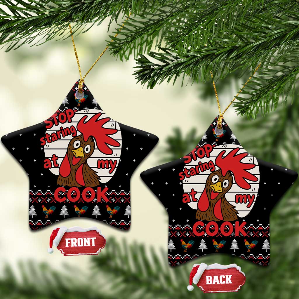 Chicken Stop Christmas Ceramic Ornament Xmas Holiday Patterns - Wonder Print Shop