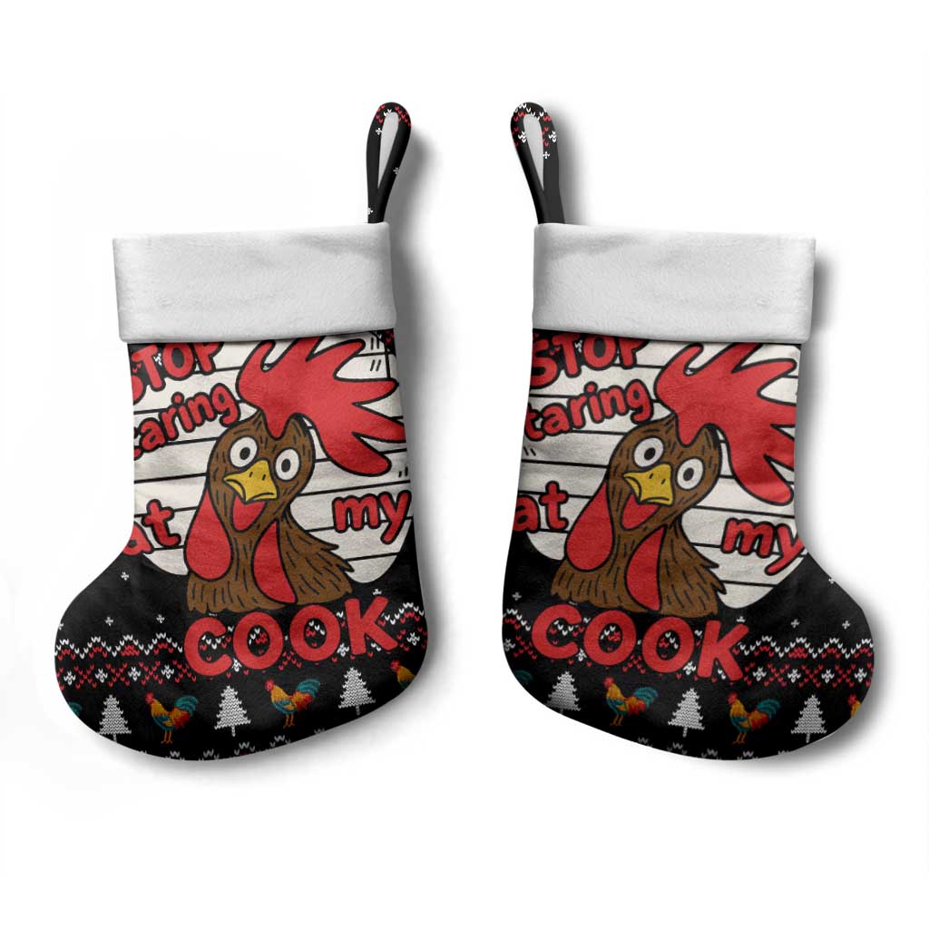 Chicken Stop Christmas Stocking Xmas Holiday Patterns - Wonder Print Shop