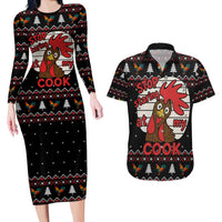 Chicken Stop Christmas Couples Matching Long Sleeve Bodycon Dress and Hawaiian Shirt Xmas Holiday Patterns - Wonder Print Shop