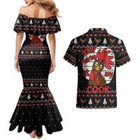 Chicken Stop Christmas Couples Matching Mermaid Dress and Hawaiian Shirt Xmas Holiday Patterns - Wonder Print Shop