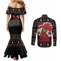 Chicken Stop Christmas Couples Matching Mermaid Dress and Long Sleeve Button Shirt Xmas Holiday Patterns - Wonder Print Shop