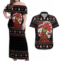 Chicken Stop Christmas Couples Matching Off Shoulder Maxi Dress and Hawaiian Shirt Xmas Holiday Patterns - Wonder Print Shop