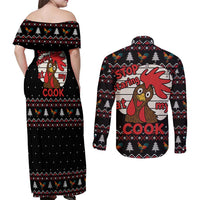 Chicken Stop Christmas Couples Matching Off Shoulder Maxi Dress and Long Sleeve Button Shirt Xmas Holiday Patterns - Wonder Print Shop