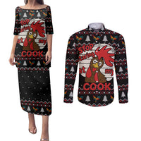 Chicken Stop Christmas Couples Matching Puletasi and Long Sleeve Button Shirt Xmas Holiday Patterns - Wonder Print Shop