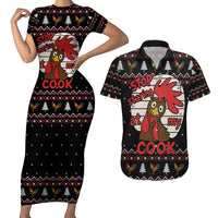 Chicken Stop Christmas Couples Matching Short Sleeve Bodycon Dress and Hawaiian Shirt Xmas Holiday Patterns - Wonder Print Shop