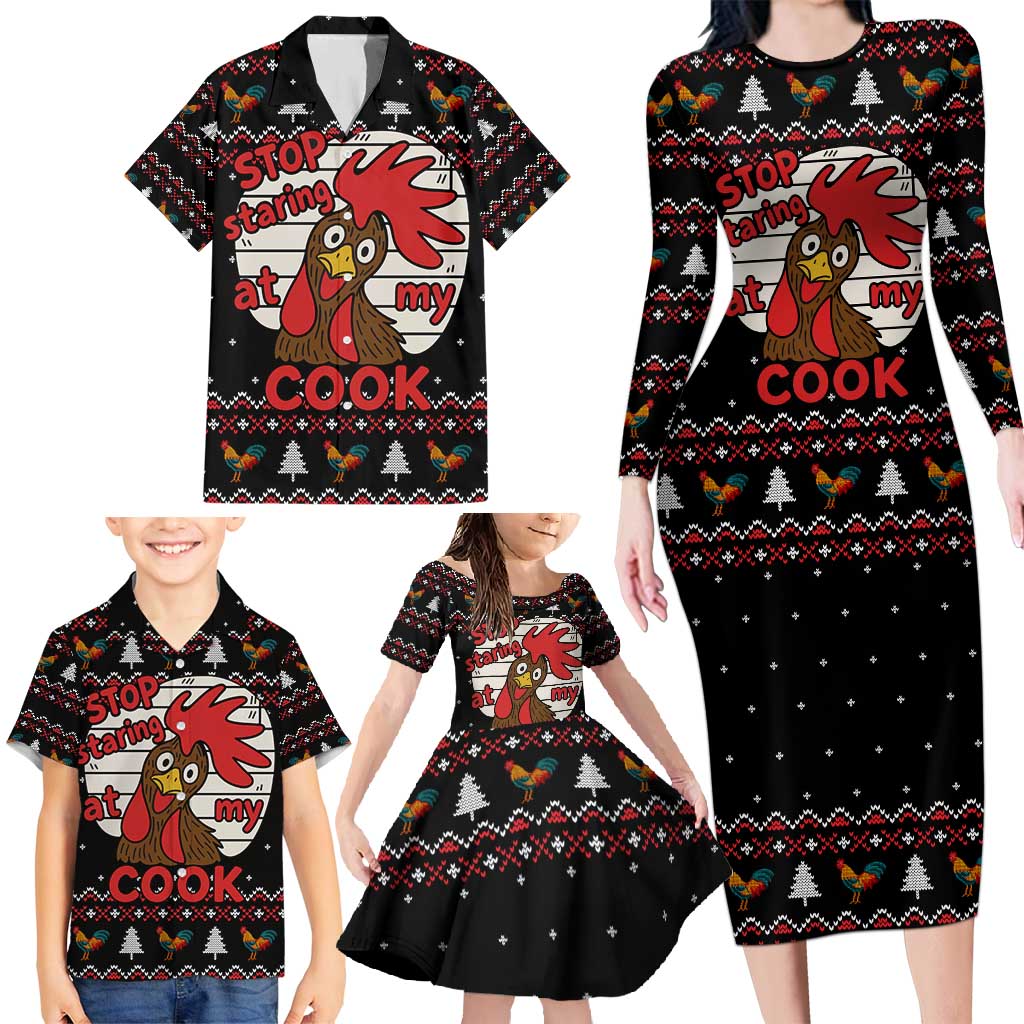 Chicken Stop Christmas Family Matching Long Sleeve Bodycon Dress and Hawaiian Shirt Xmas Holiday Patterns - Wonder Print Shop