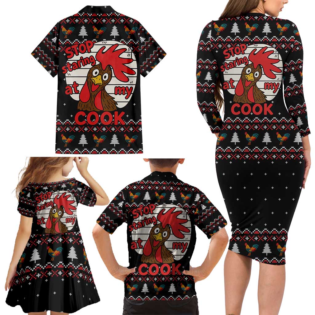 Chicken Stop Christmas Family Matching Long Sleeve Bodycon Dress and Hawaiian Shirt Xmas Holiday Patterns - Wonder Print Shop