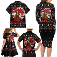 Chicken Stop Christmas Family Matching Long Sleeve Bodycon Dress and Hawaiian Shirt Xmas Holiday Patterns - Wonder Print Shop
