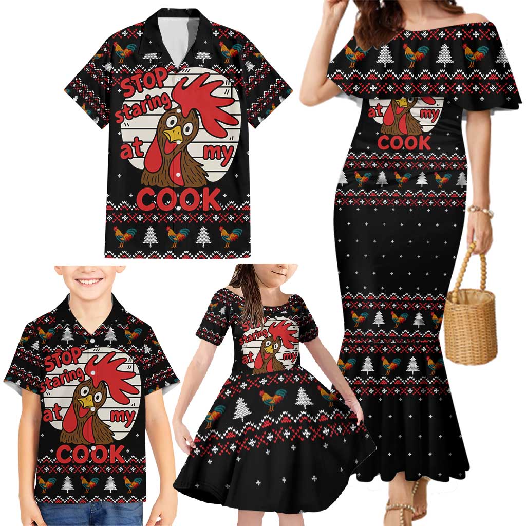 Chicken Stop Christmas Family Matching Mermaid Dress and Hawaiian Shirt Xmas Holiday Patterns - Wonder Print Shop