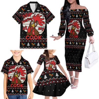 Chicken Stop Christmas Family Matching Off The Shoulder Long Sleeve Dress and Hawaiian Shirt Xmas Holiday Patterns - Wonder Print Shop