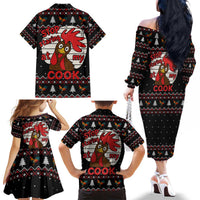 Chicken Stop Christmas Family Matching Off The Shoulder Long Sleeve Dress and Hawaiian Shirt Xmas Holiday Patterns - Wonder Print Shop