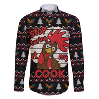 Chicken Stop Christmas Family Matching Off The Shoulder Long Sleeve Dress and Hawaiian Shirt Xmas Holiday Patterns - Wonder Print Shop