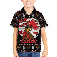 Chicken Stop Christmas Family Matching Off The Shoulder Long Sleeve Dress and Hawaiian Shirt Xmas Holiday Patterns - Wonder Print Shop