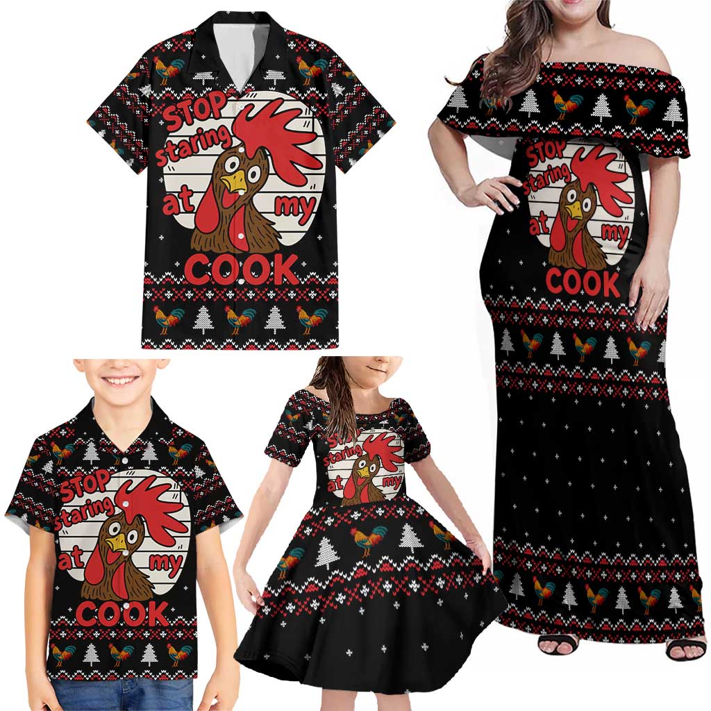 Chicken Stop Christmas Family Matching Off Shoulder Maxi Dress and Hawaiian Shirt Xmas Holiday Patterns - Wonder Print Shop