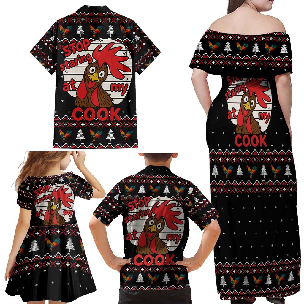 Chicken Stop Christmas Family Matching Off Shoulder Maxi Dress and Hawaiian Shirt Xmas Holiday Patterns - Wonder Print Shop