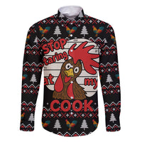 Chicken Stop Christmas Family Matching Off Shoulder Short Dress and Hawaiian Shirt Xmas Holiday Patterns - Wonder Print Shop