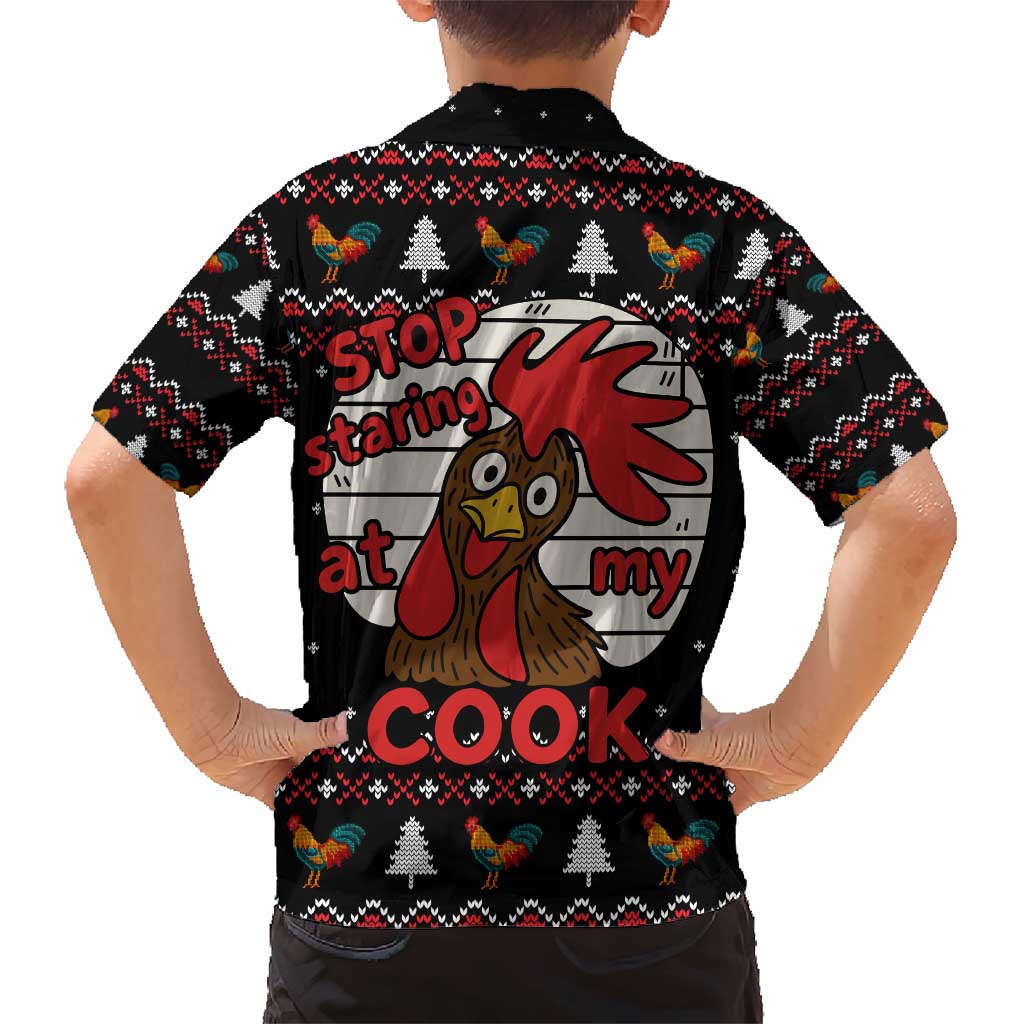 Chicken Stop Christmas Family Matching Short Sleeve Bodycon Dress and Hawaiian Shirt Xmas Holiday Patterns - Wonder Print Shop