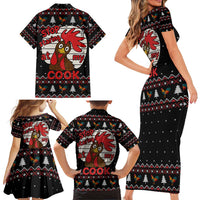 Chicken Stop Christmas Family Matching Short Sleeve Bodycon Dress and Hawaiian Shirt Xmas Holiday Patterns - Wonder Print Shop