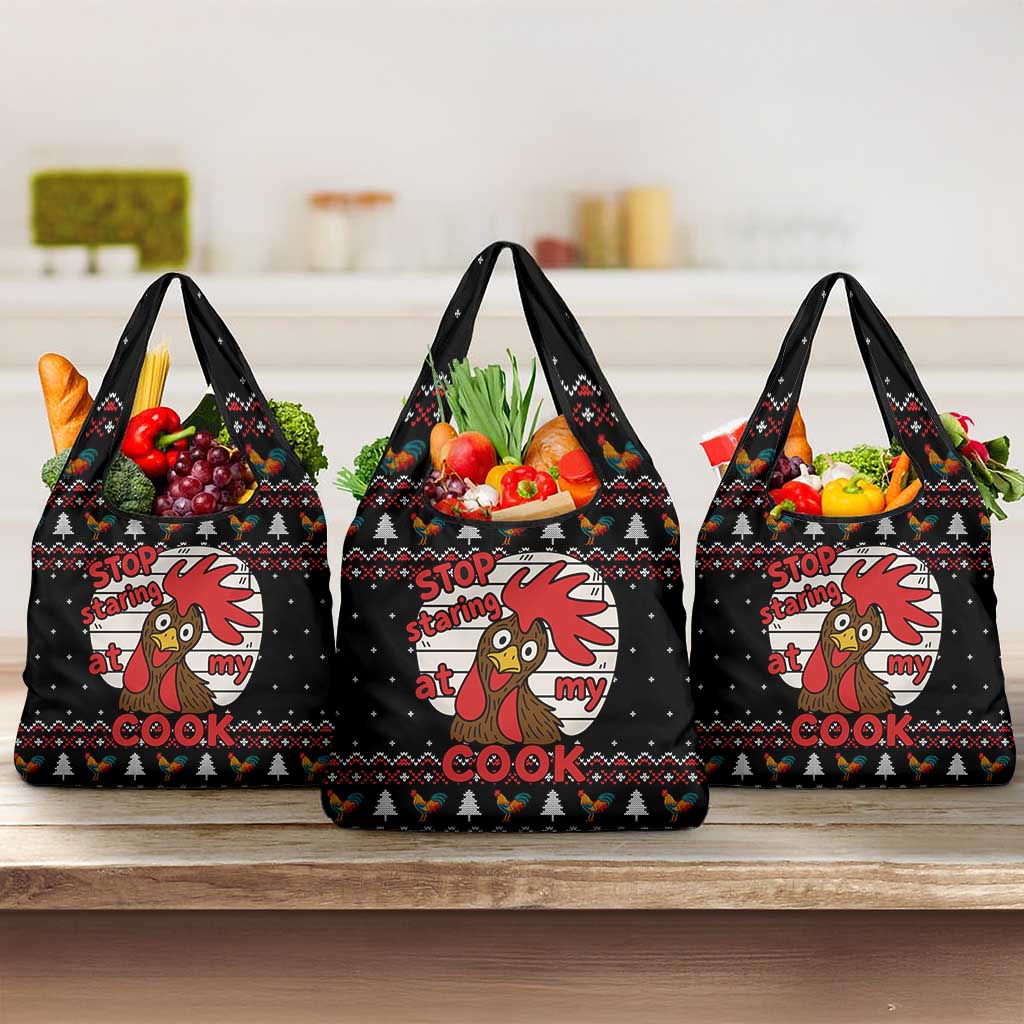 Chicken Stop Christmas Grocery Bag Xmas Holiday Patterns - Wonder Print Shop