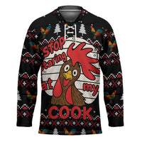 Chicken Stop Christmas Hockey Jersey Xmas Holiday Patterns - Wonder Print Shop