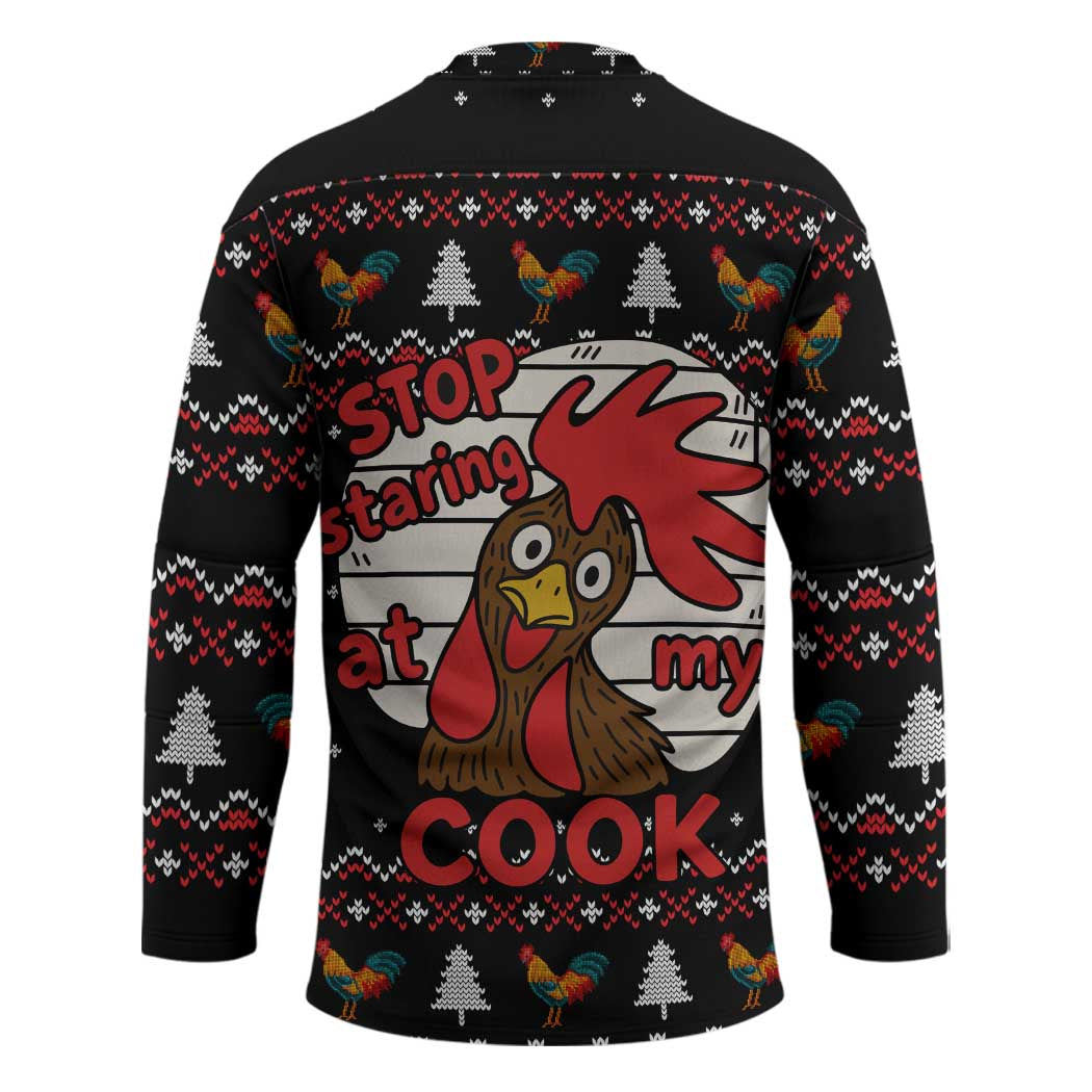 Chicken Stop Christmas Hockey Jersey Xmas Holiday Patterns - Wonder Print Shop