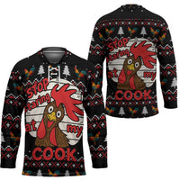 Chicken Stop Christmas Hockey Jersey Xmas Holiday Patterns - Wonder Print Shop