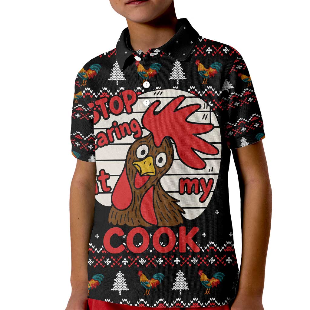 Chicken Stop Christmas Kid Polo Shirt Xmas Holiday Patterns - Wonder Print Shop