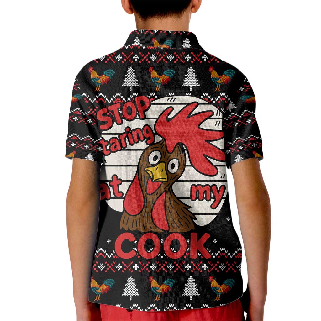 Chicken Stop Christmas Kid Polo Shirt Xmas Holiday Patterns - Wonder Print Shop