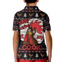 Chicken Stop Christmas Kid Polo Shirt Xmas Holiday Patterns - Wonder Print Shop