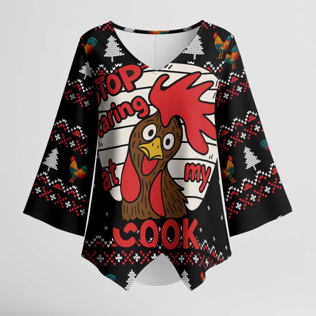 Chicken Stop Christmas Kimono Sleeve Blouse Xmas Holiday Patterns - Wonder Print Shop