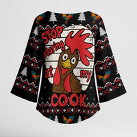 Chicken Stop Christmas Kimono Sleeve Blouse Xmas Holiday Patterns - Wonder Print Shop