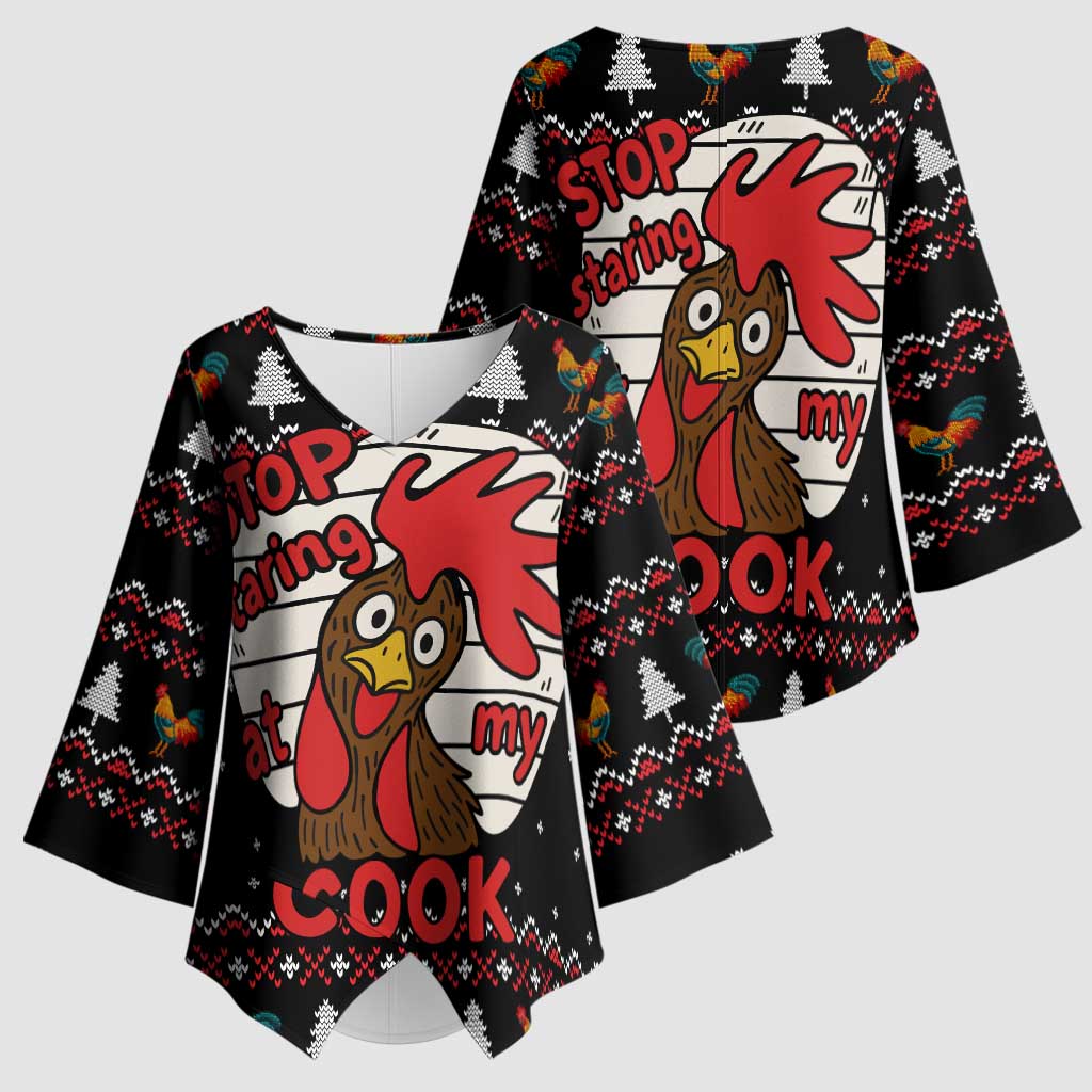Chicken Stop Christmas Kimono Sleeve Blouse Xmas Holiday Patterns - Wonder Print Shop