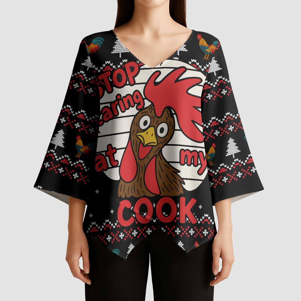 Chicken Stop Christmas Kimono Sleeve Blouse Xmas Holiday Patterns - Wonder Print Shop