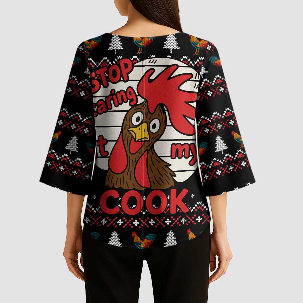 Chicken Stop Christmas Kimono Sleeve Blouse Xmas Holiday Patterns - Wonder Print Shop