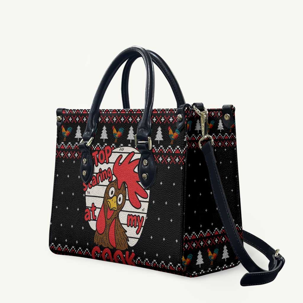 Chicken Stop Christmas Leather Bag Xmas Holiday Patterns - Wonder Print Shop
