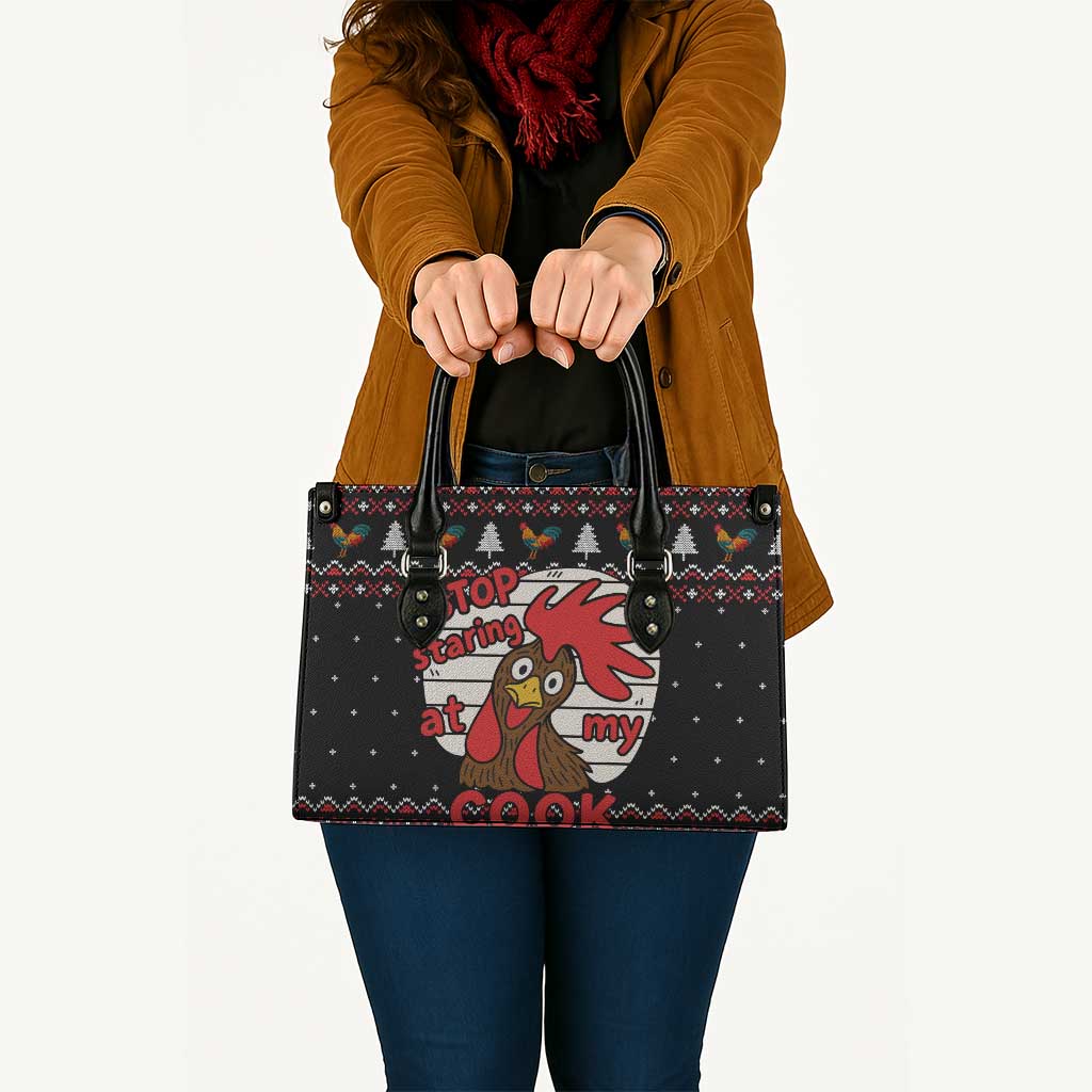Chicken Stop Christmas Leather Bag Xmas Holiday Patterns - Wonder Print Shop