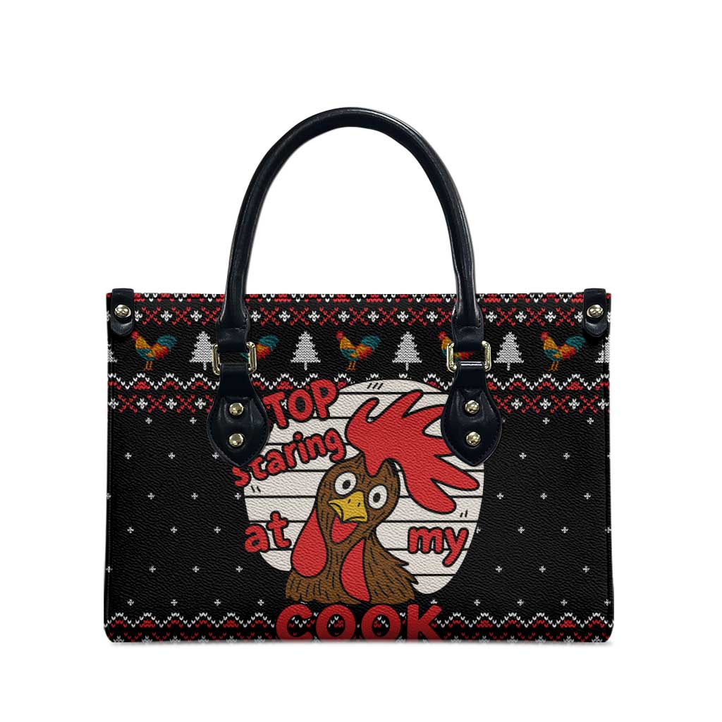 Chicken Stop Christmas Leather Bag Xmas Holiday Patterns - Wonder Print Shop