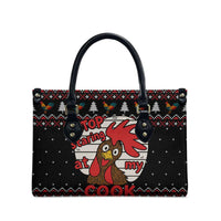 Chicken Stop Christmas Leather Bag Xmas Holiday Patterns - Wonder Print Shop