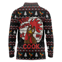 Chicken Stop Christmas Long Sleeve Polo Shirt Xmas Holiday Patterns - Wonder Print Shop