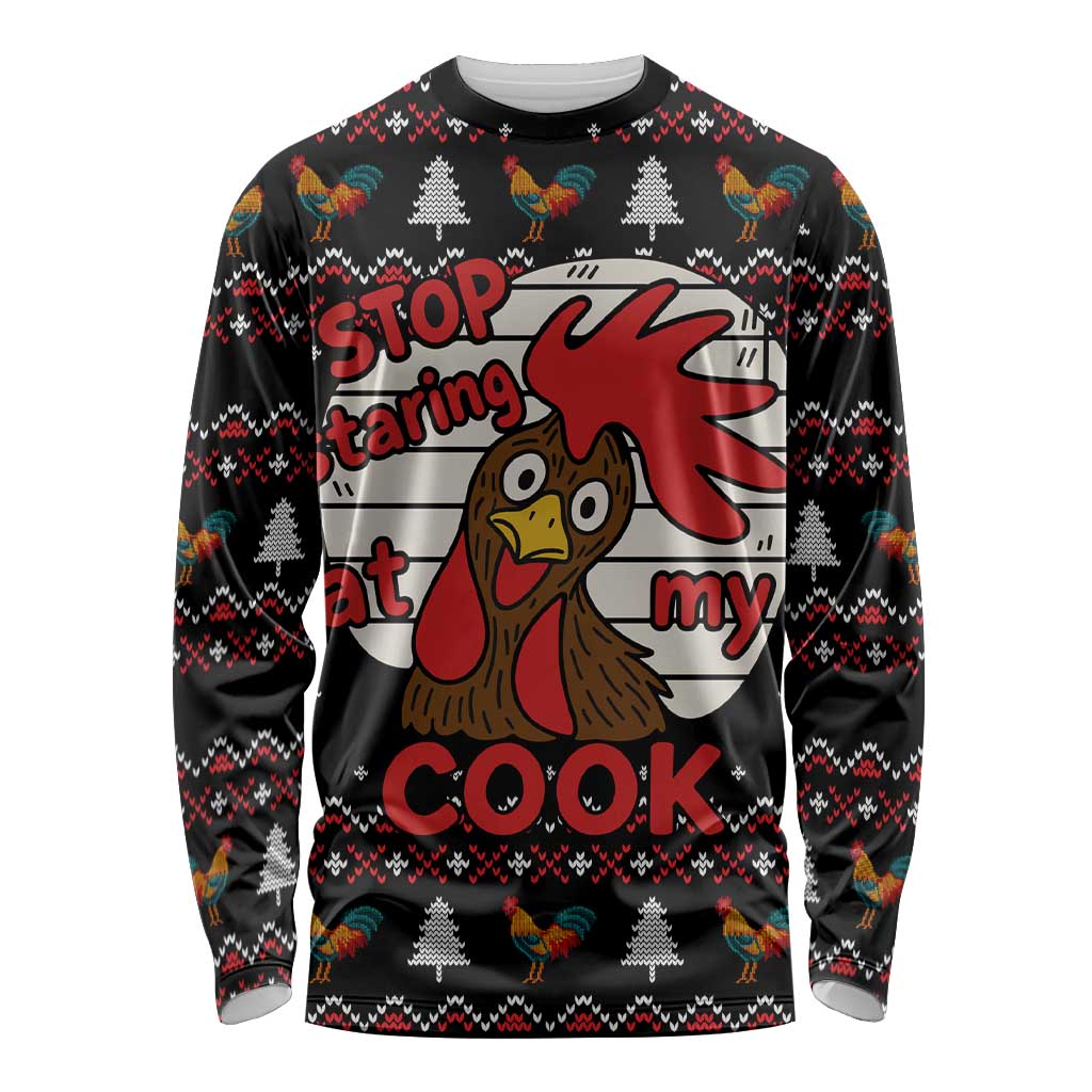 Chicken Stop Christmas Long Sleeve Shirt Xmas Holiday Patterns - Wonder Print Shop